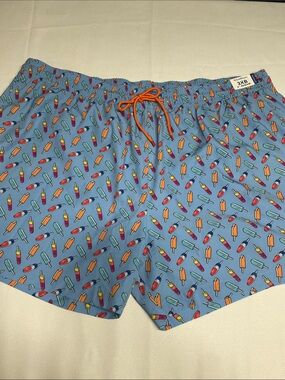 Caribbean Men's Blue Popsicle Print Swim Trunks. Size 3XB. New. NWT. Big & Tall
